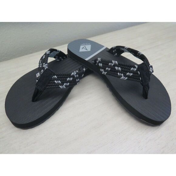 Sperry Women's Sz 5M Black Wharf Webbing/Leather Flip Flop Sandals - Picture 4 of 10